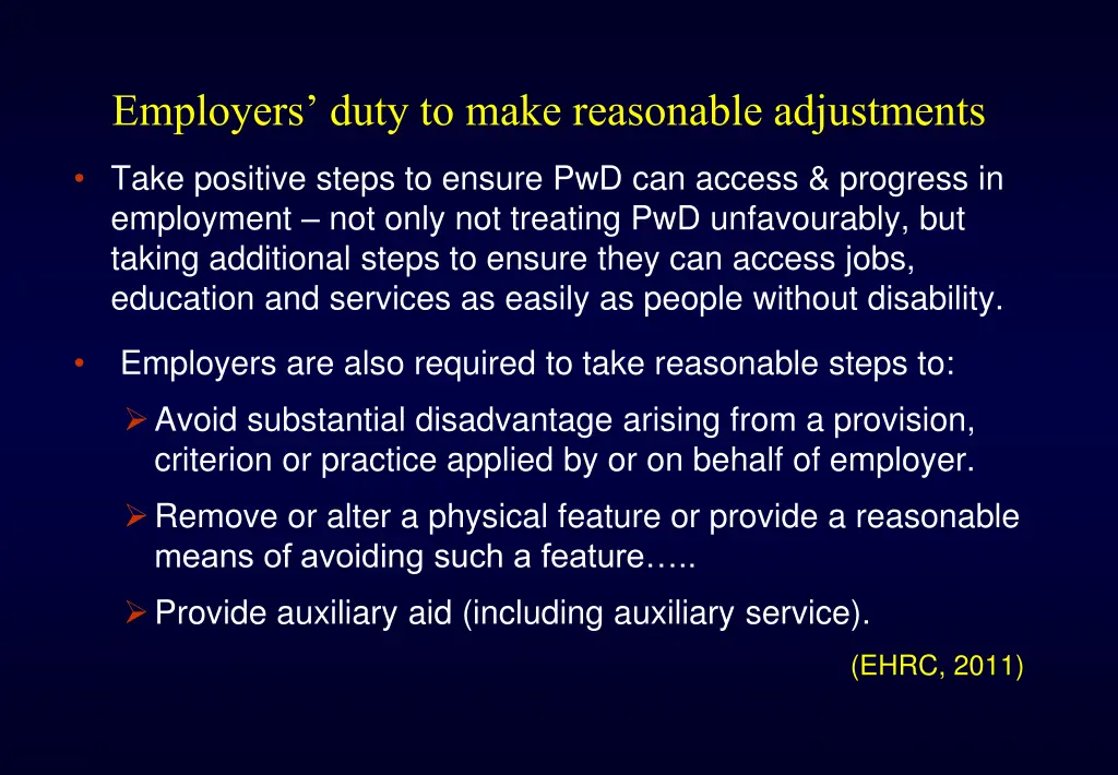 employers duty to make reasonable adjustments