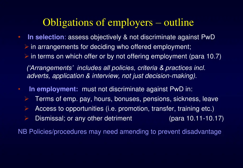 obligations of employers outline