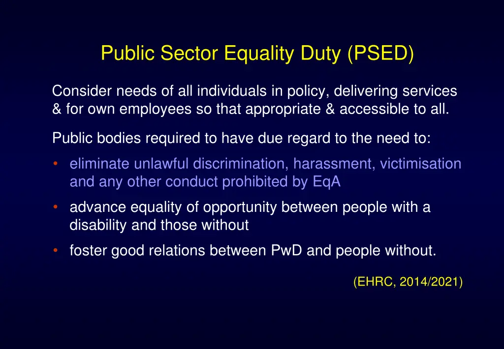public sector equality duty psed