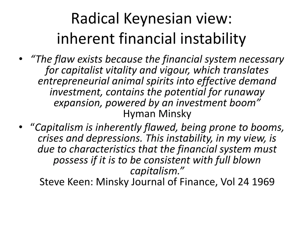 radical keynesian view inherent financial
