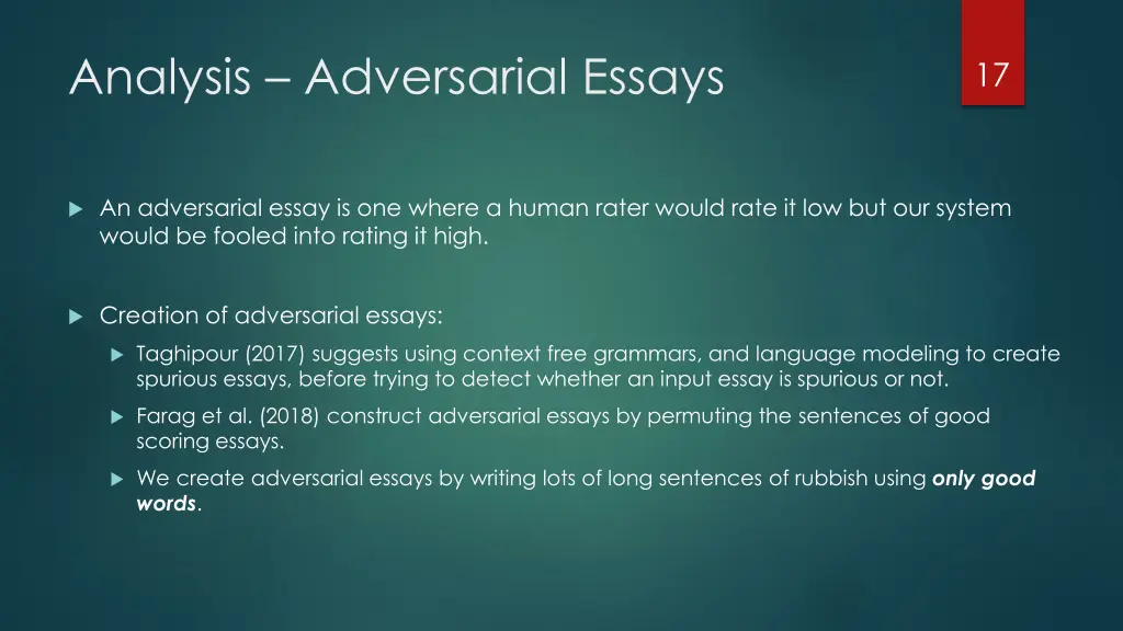 analysis adversarial essays