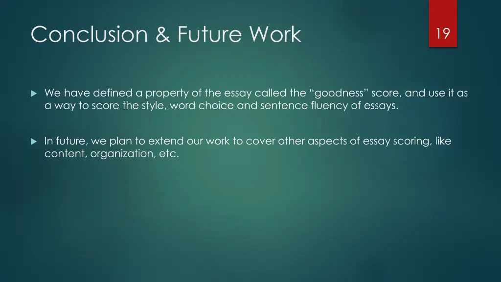 conclusion future work