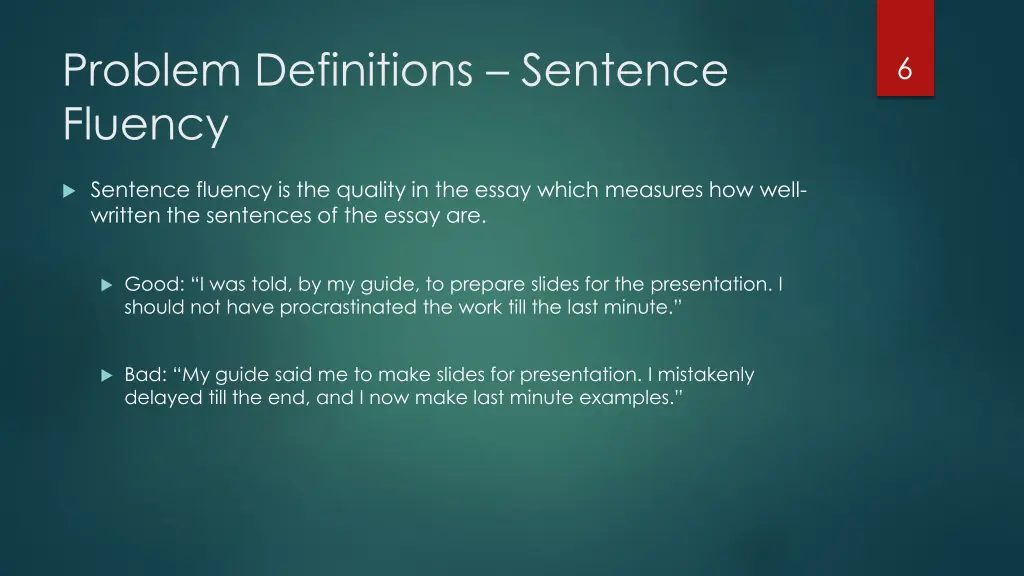 problem definitions sentence fluency
