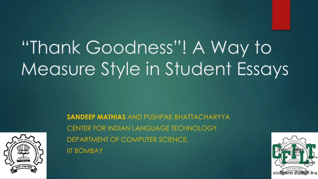 thank goodness a way to measure style in student