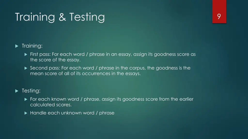 training testing