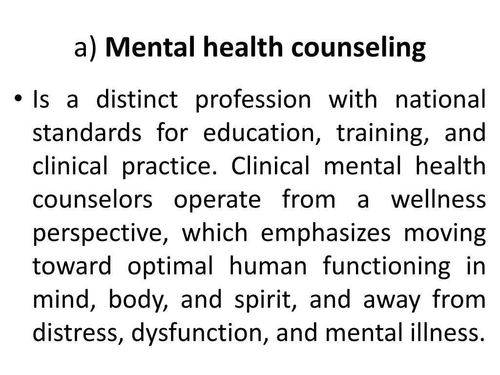 a mental health counseling
