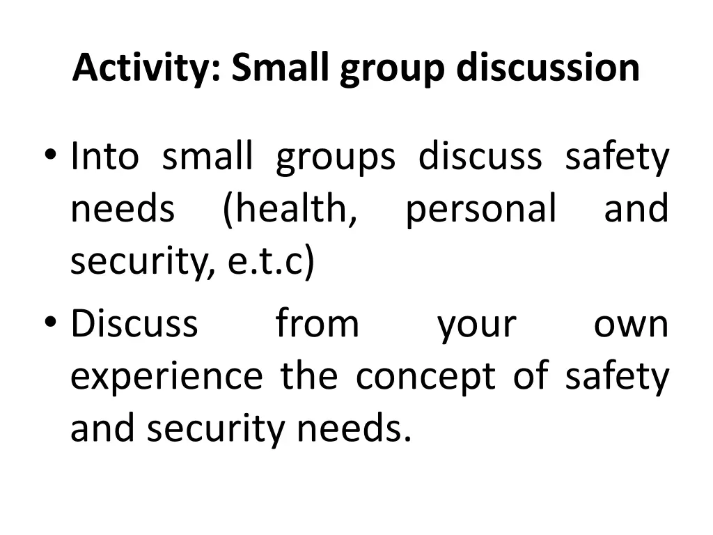 activity small group discussion 1