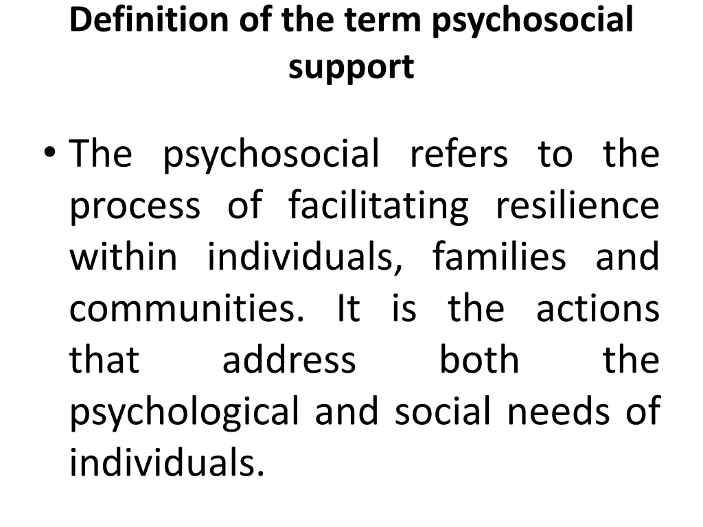 definition of the term psychosocial support