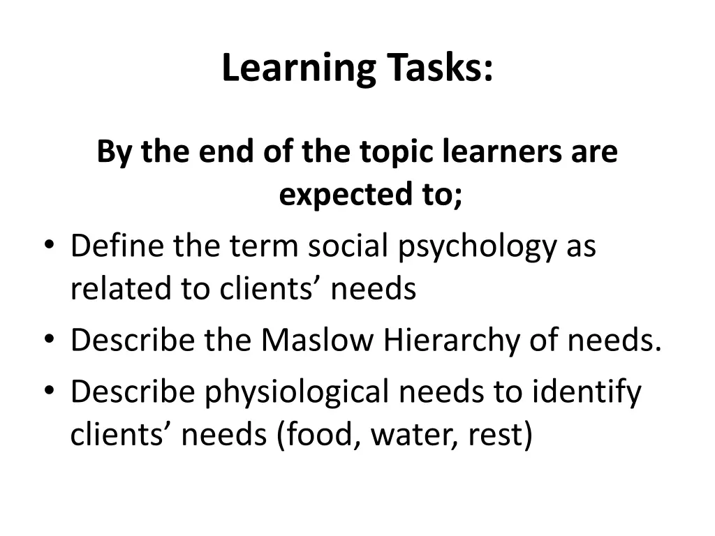 learning tasks