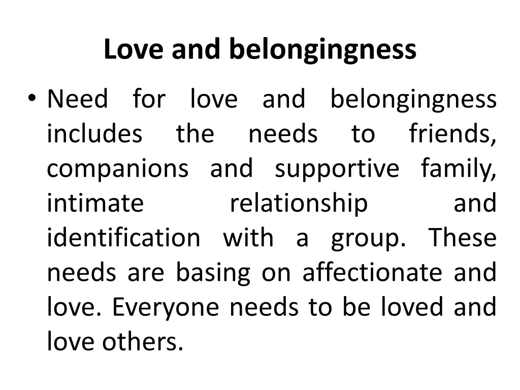 love and belongingness