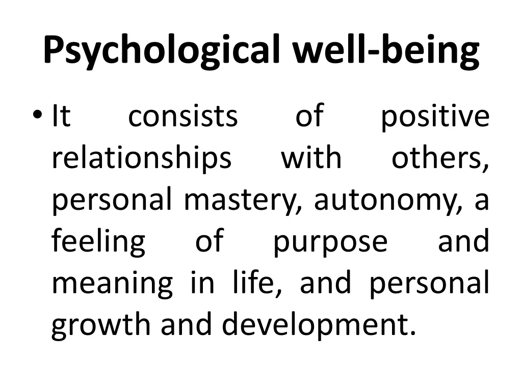 psychological well being