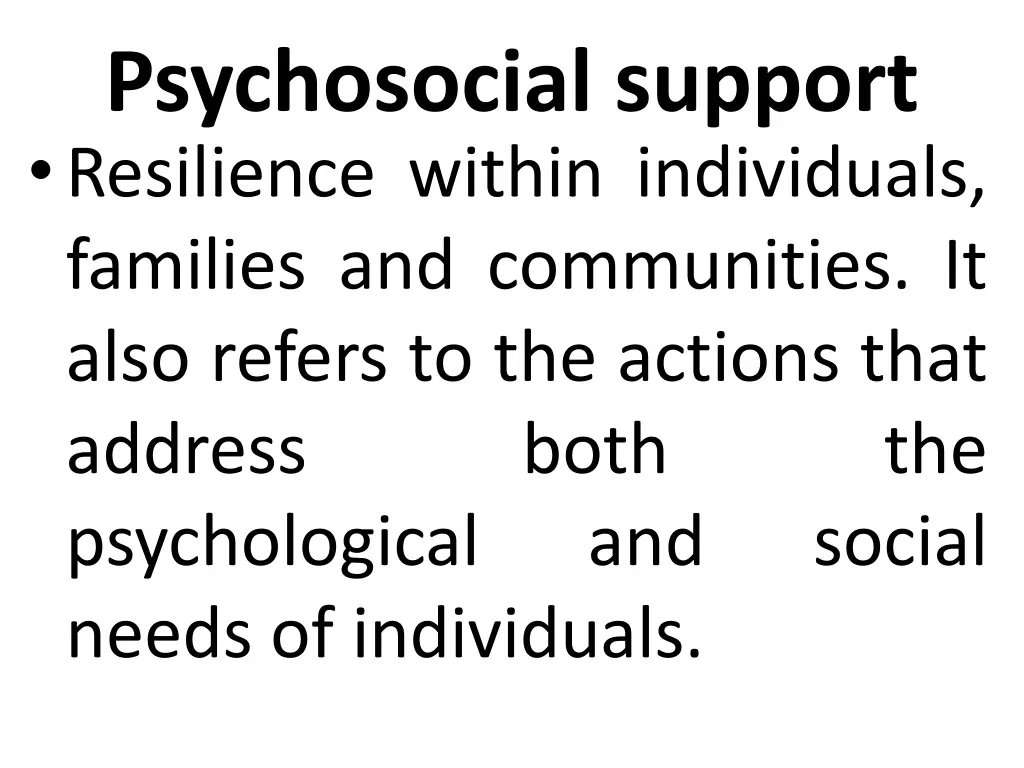 psychosocial support resilience within