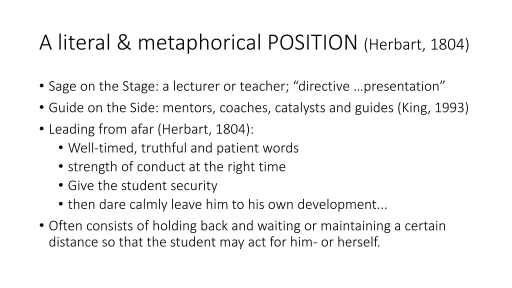 a literal metaphorical position herbart 1804