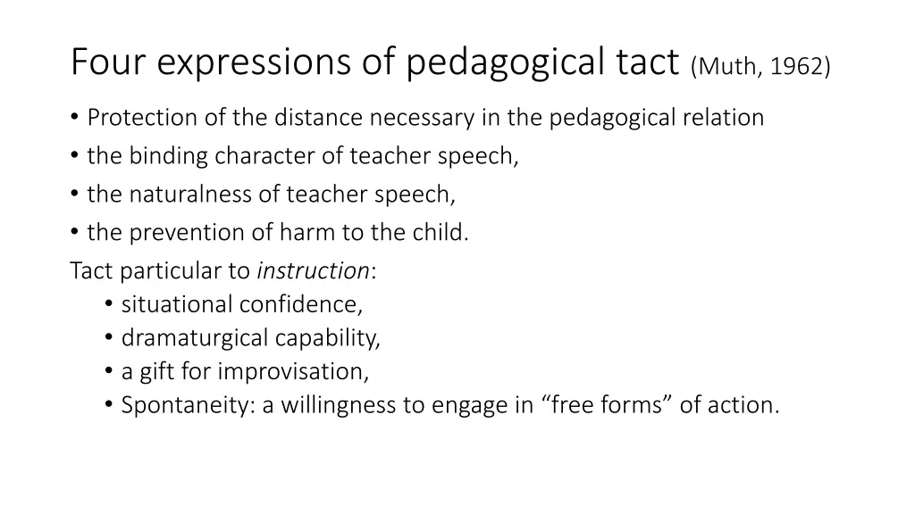 four expressions of pedagogical tact muth 1962