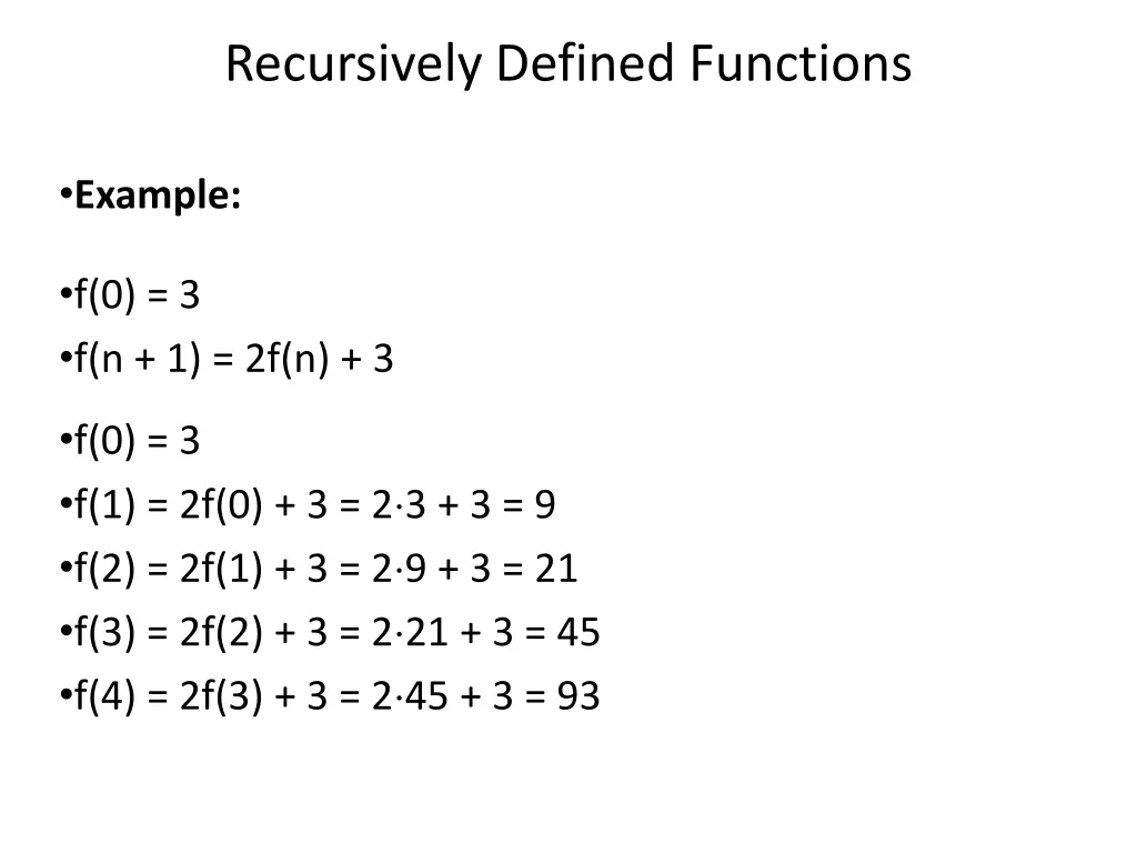 recursively defined functions 1