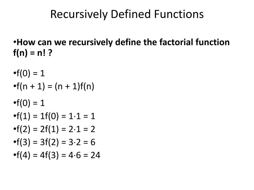 recursively defined functions 2