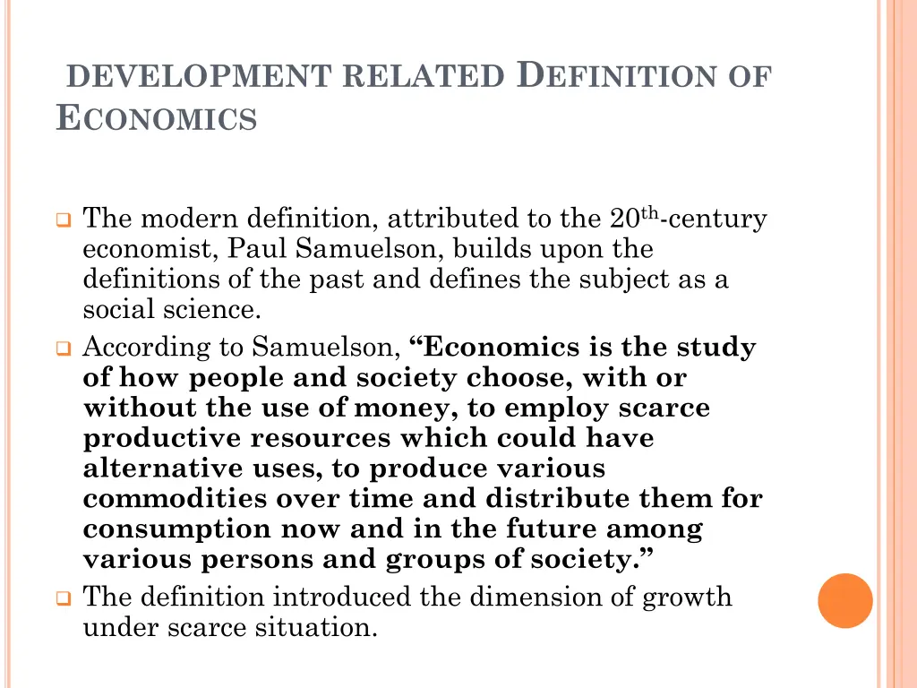 development related d efinition of e conomics