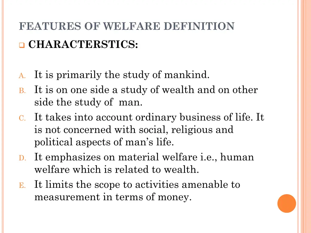 features of welfare definition