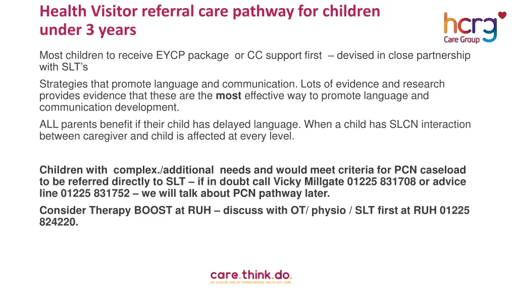 health visitor referral care pathway for children