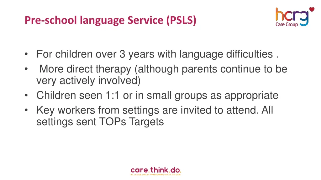 pre school language service psls