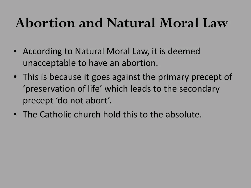 abortion and natural moral law