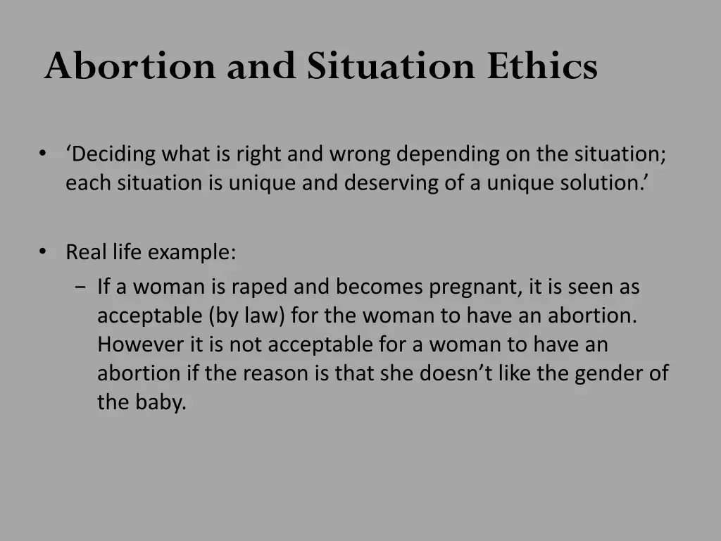 abortion and situation ethics