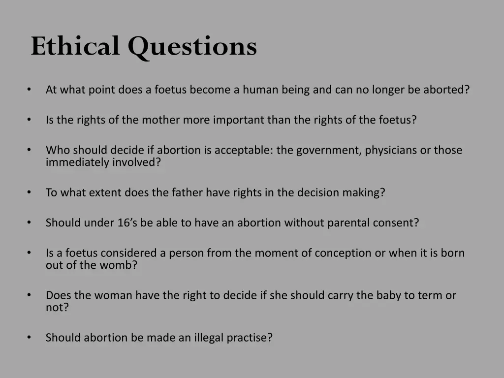 ethical questions