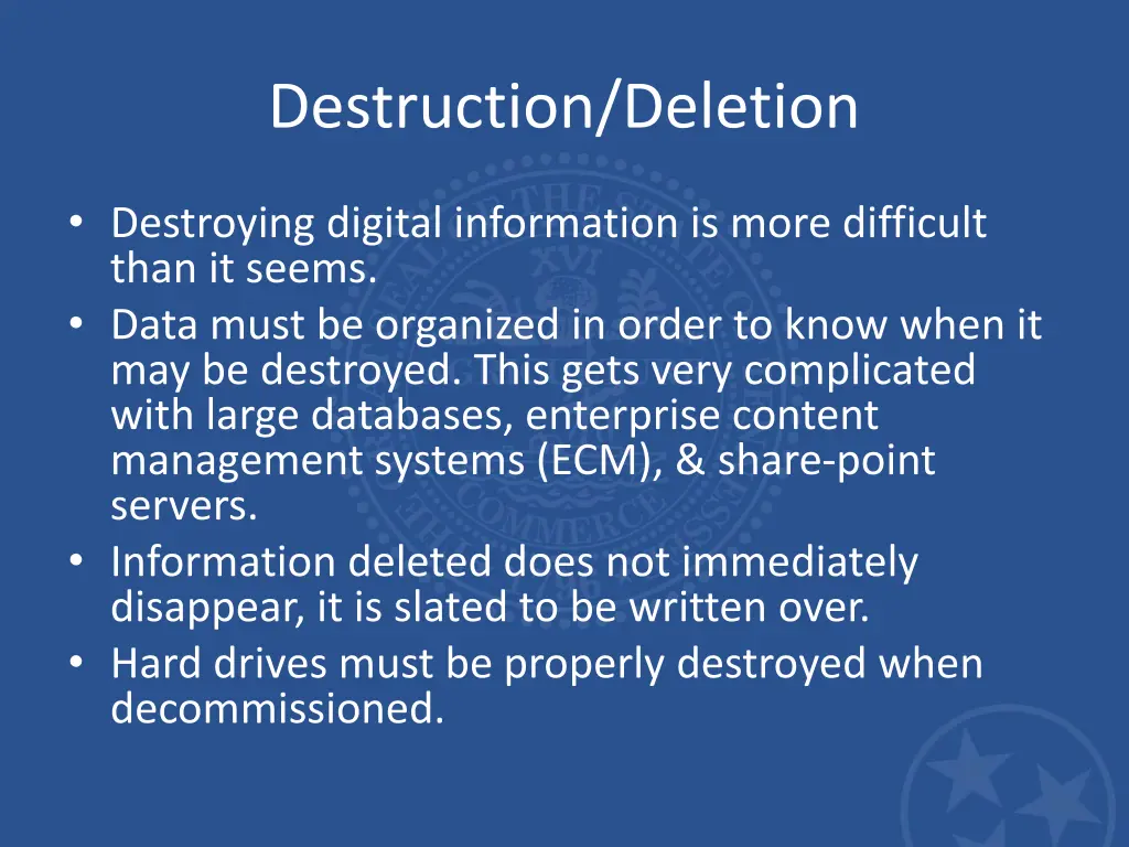 destruction deletion