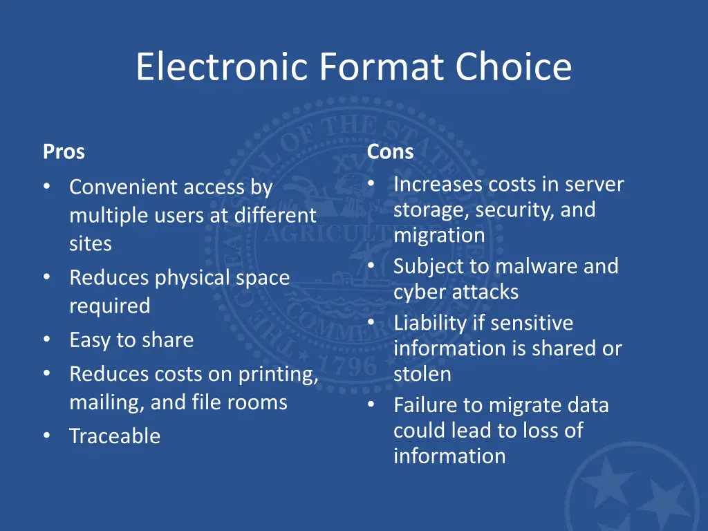 electronic format choice