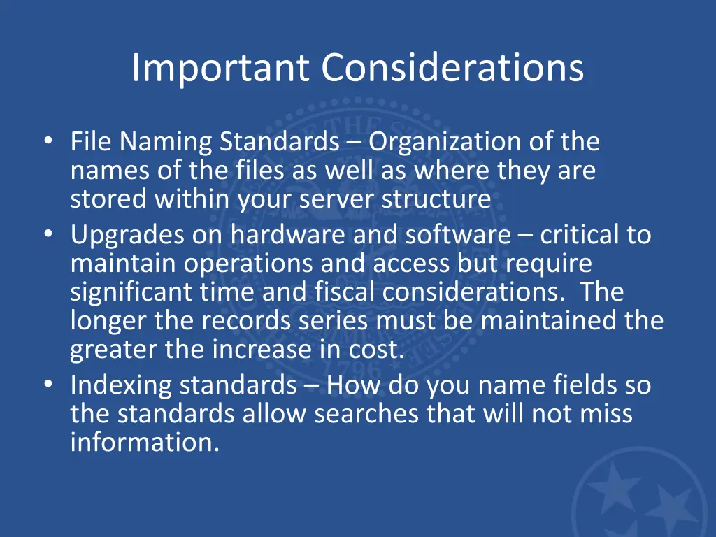 important considerations