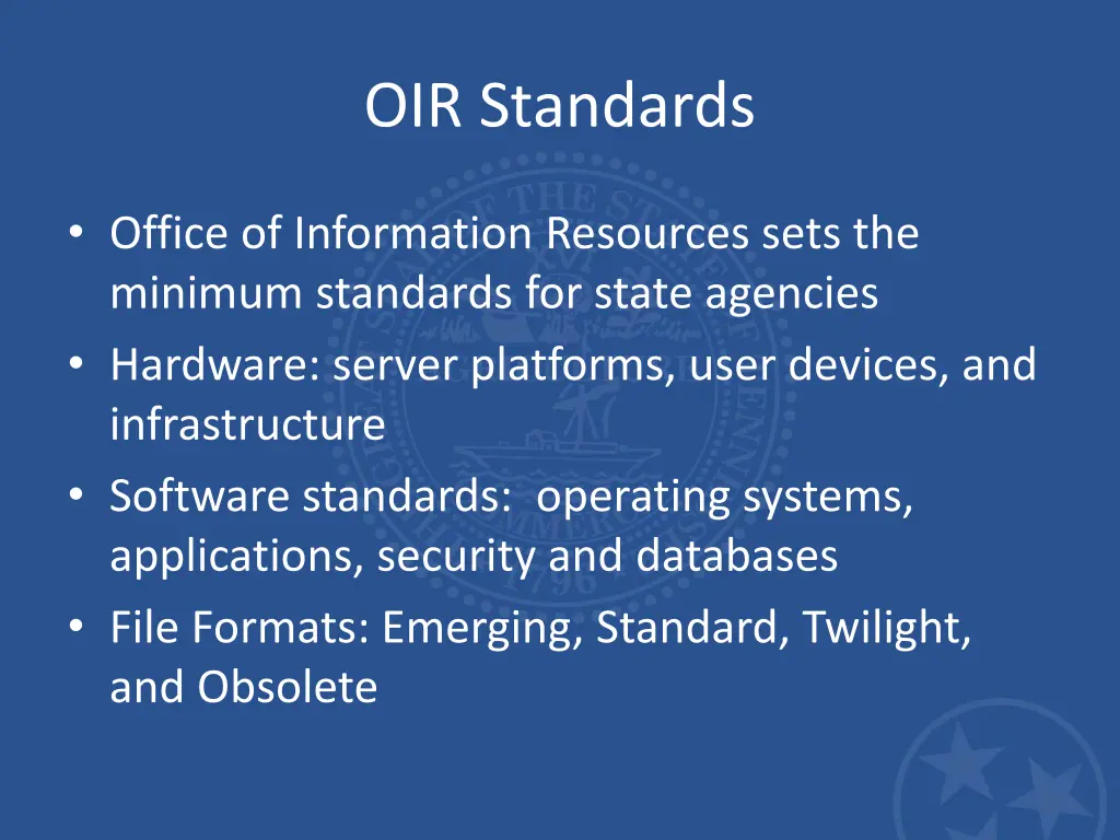 oir standards