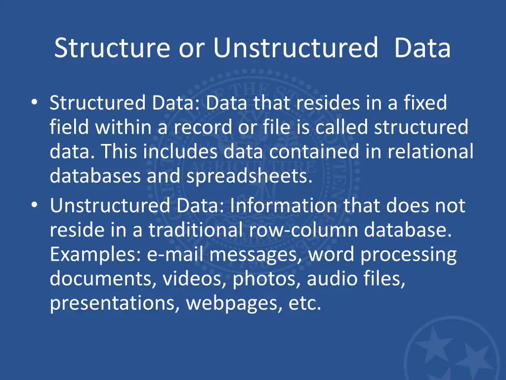 structure or unstructured data
