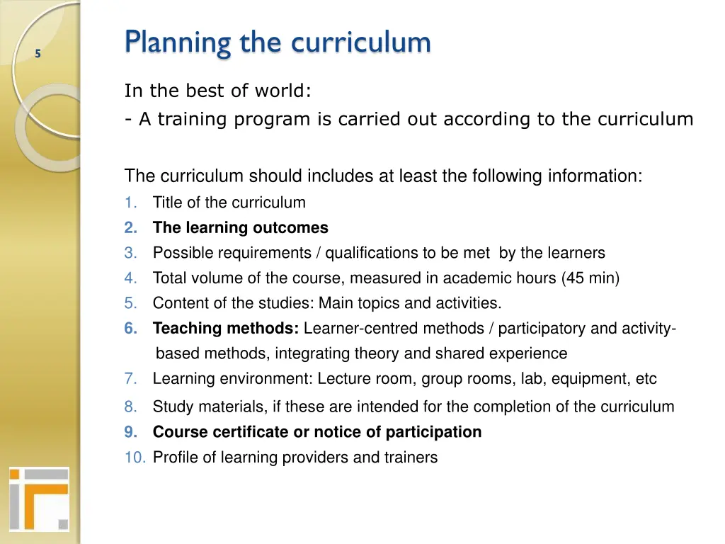 planning the curriculum