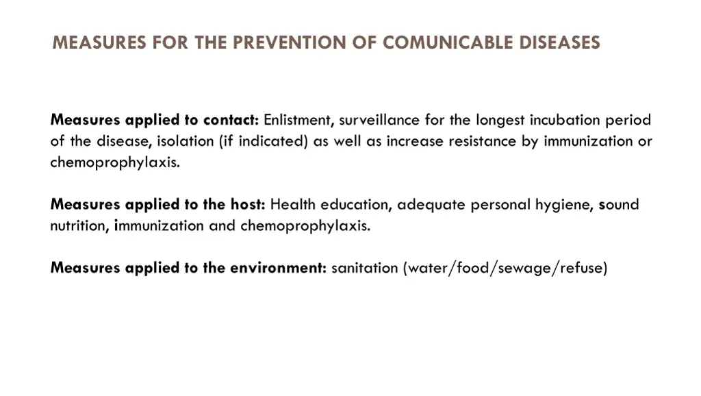 measures for the prevention of comunicable 1