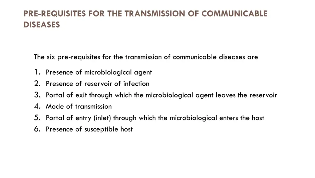 pre requisites for the transmission