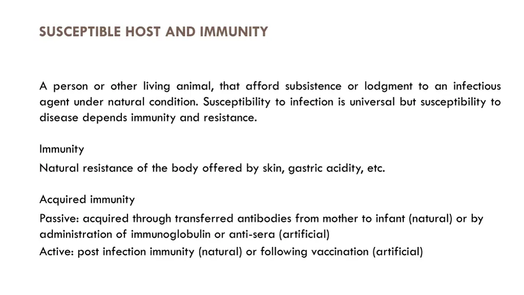 susceptible host and immunity