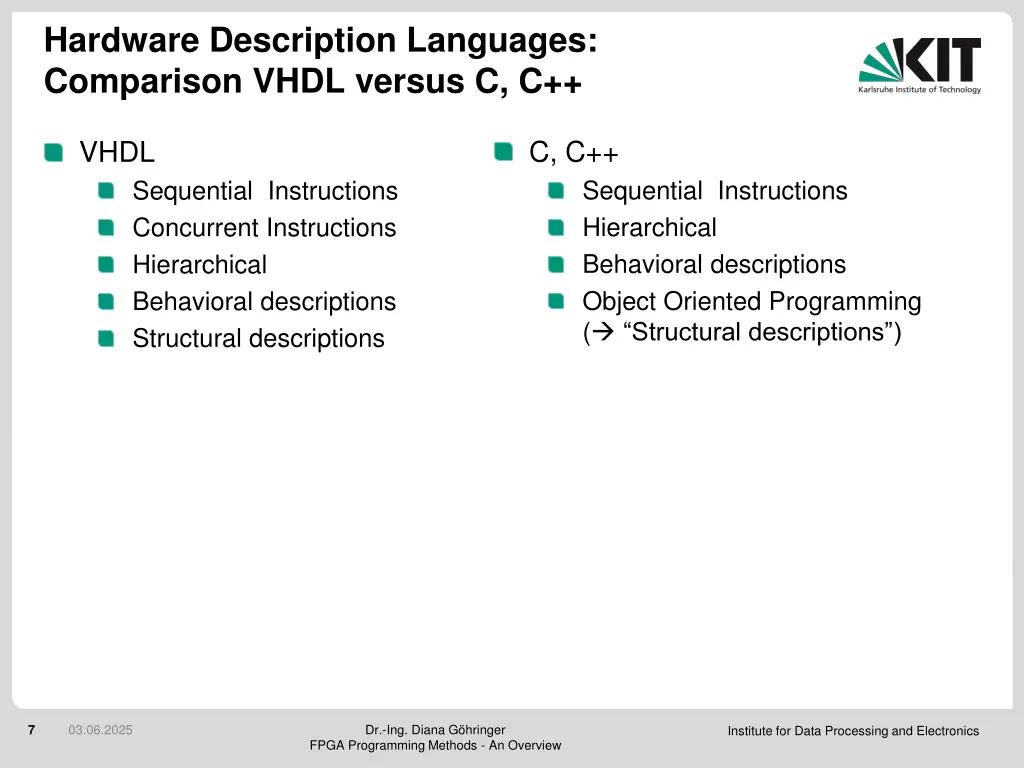 hardware description languages comparison vhdl