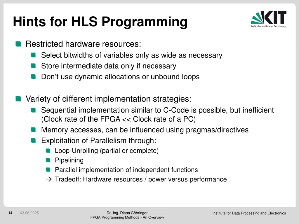 hints for hls programming