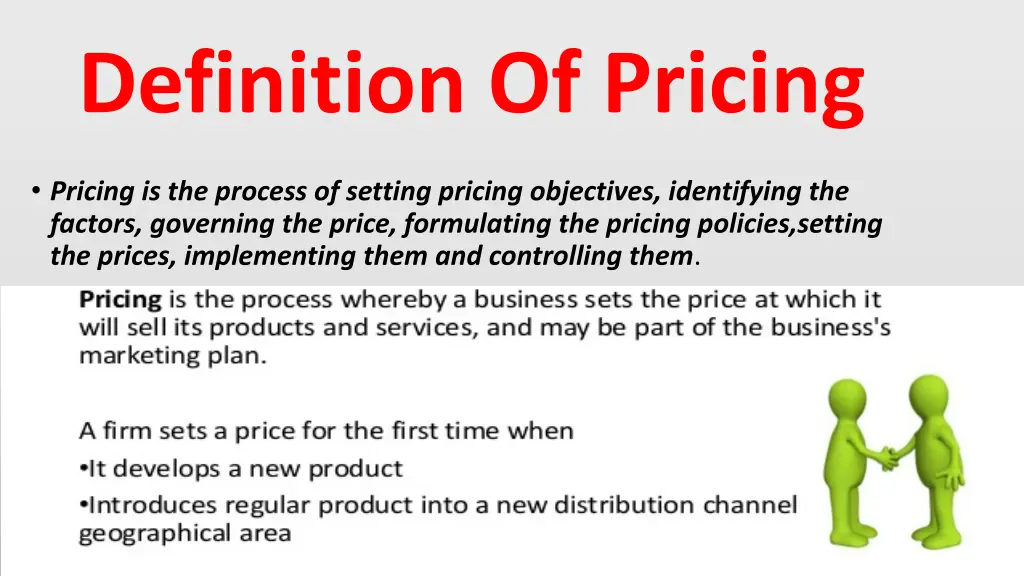 definition of pricing