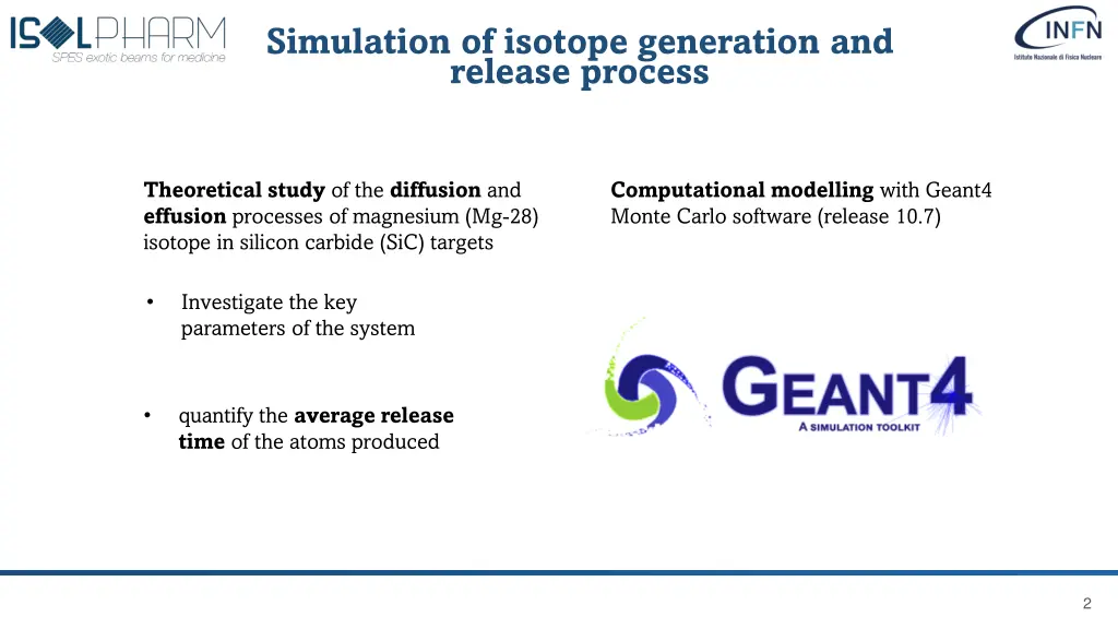 simulation of isotope generation and release