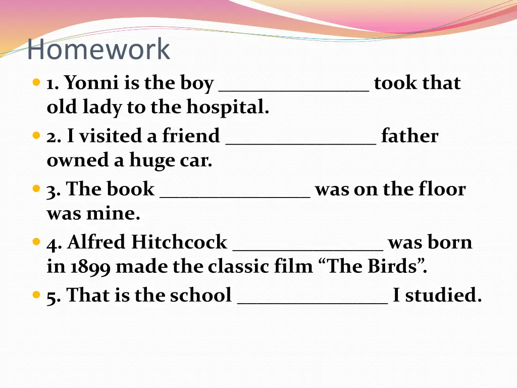 homework 1 yonni is the boy took that old lady