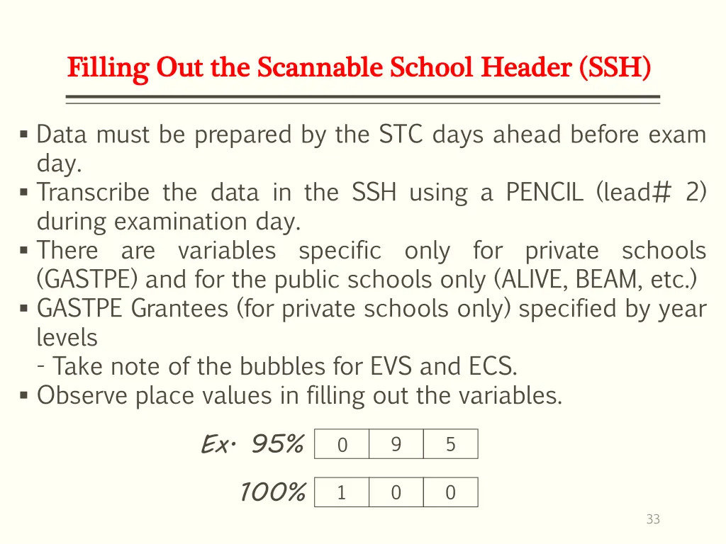 filling out the scannable school header