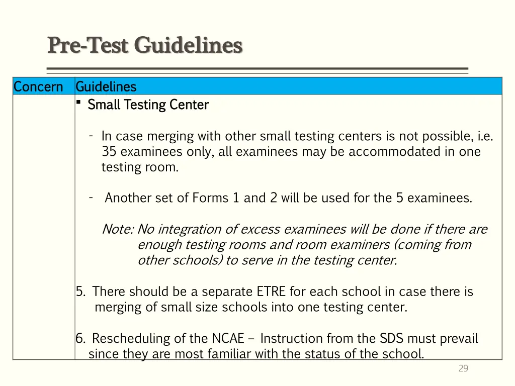 pre pre test guidelines test guidelines 3