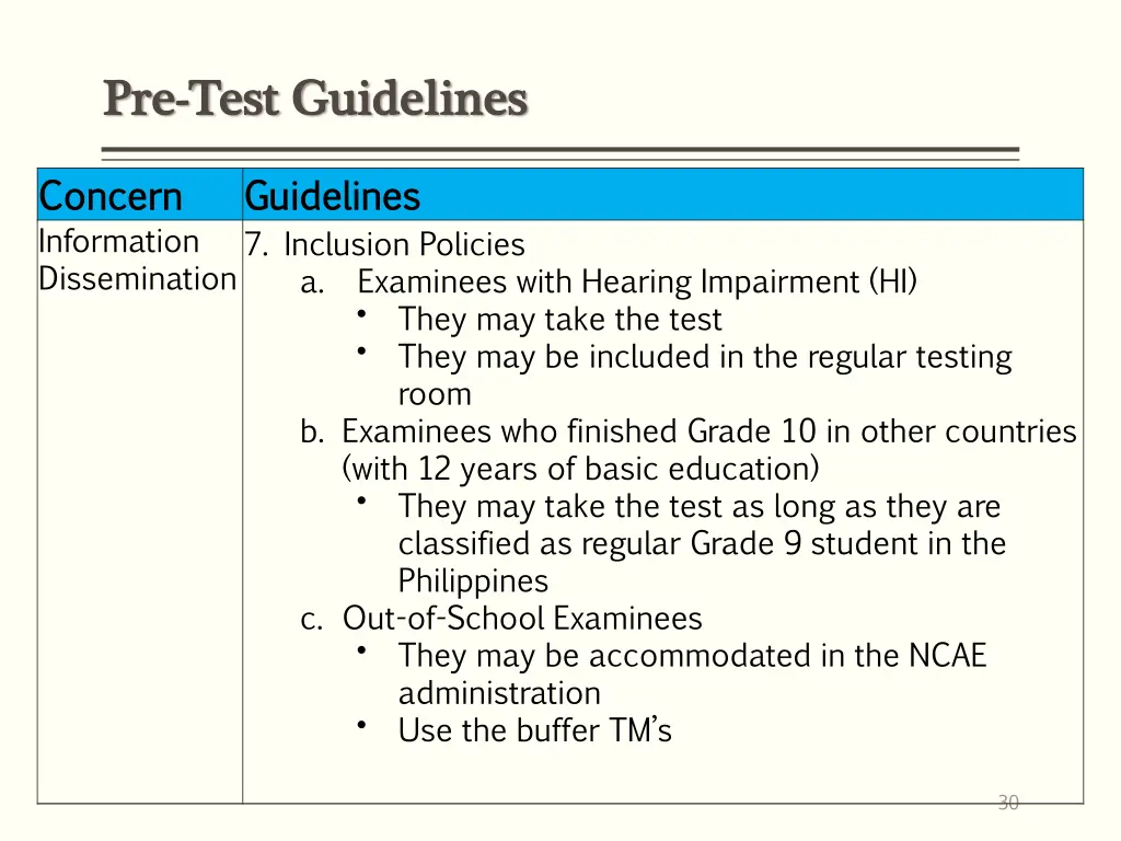 pre pre test guidelines test guidelines 4
