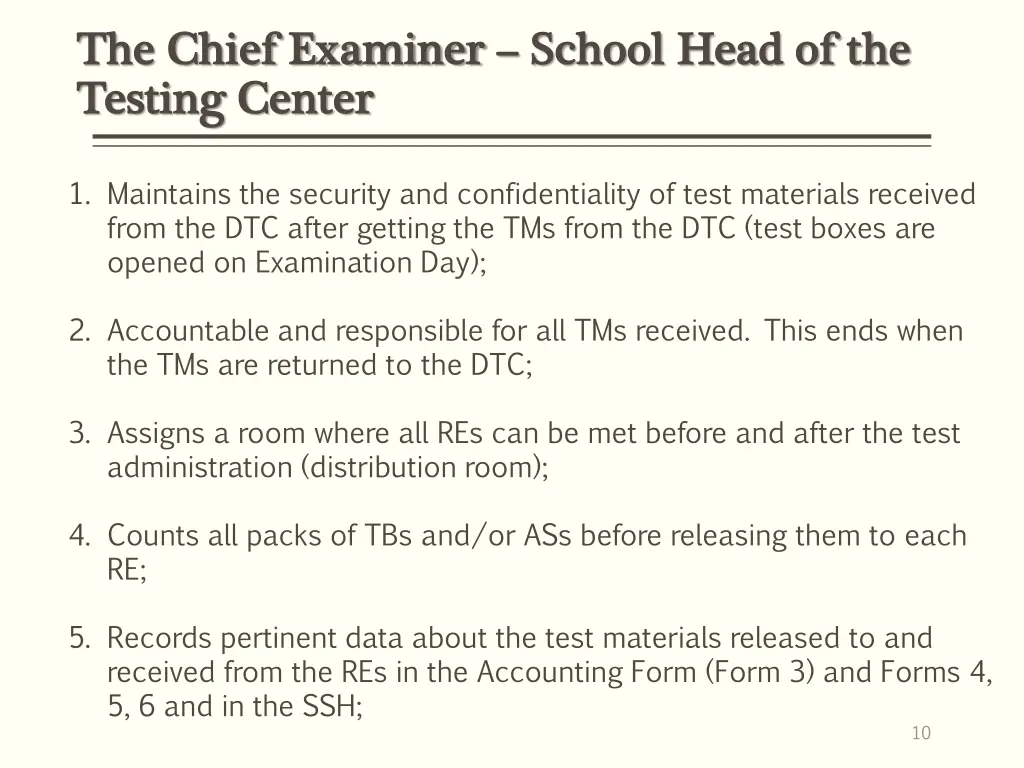 the chief examiner the chief examiner school head