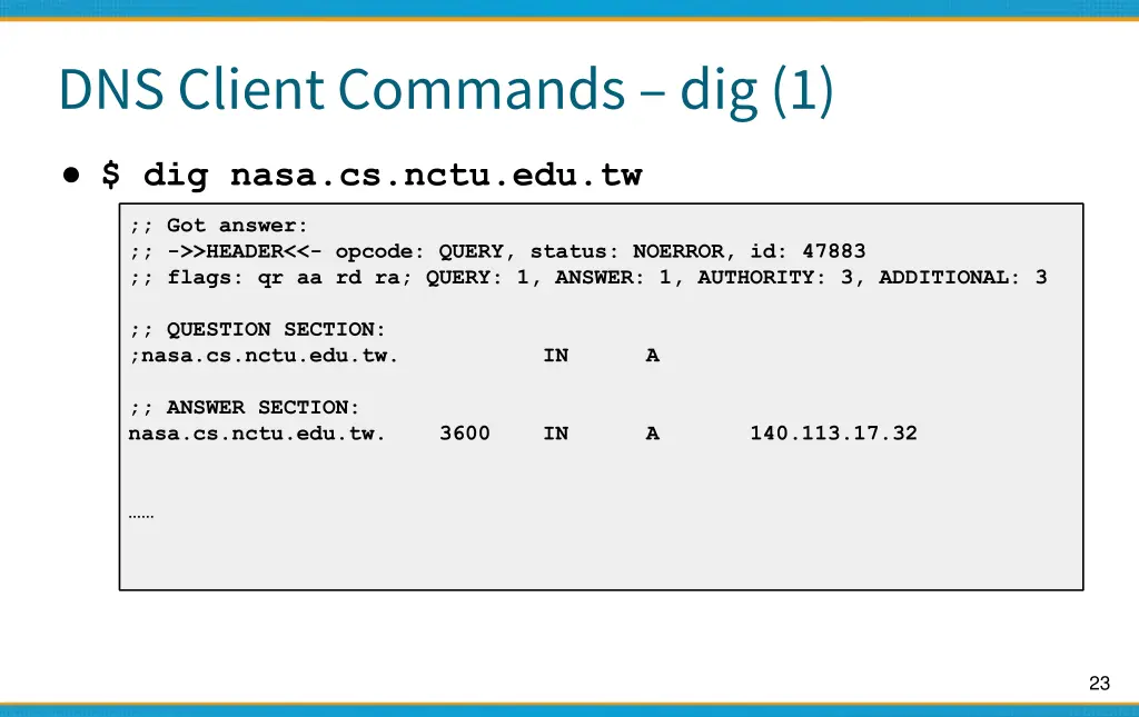 dns client commands dig 1