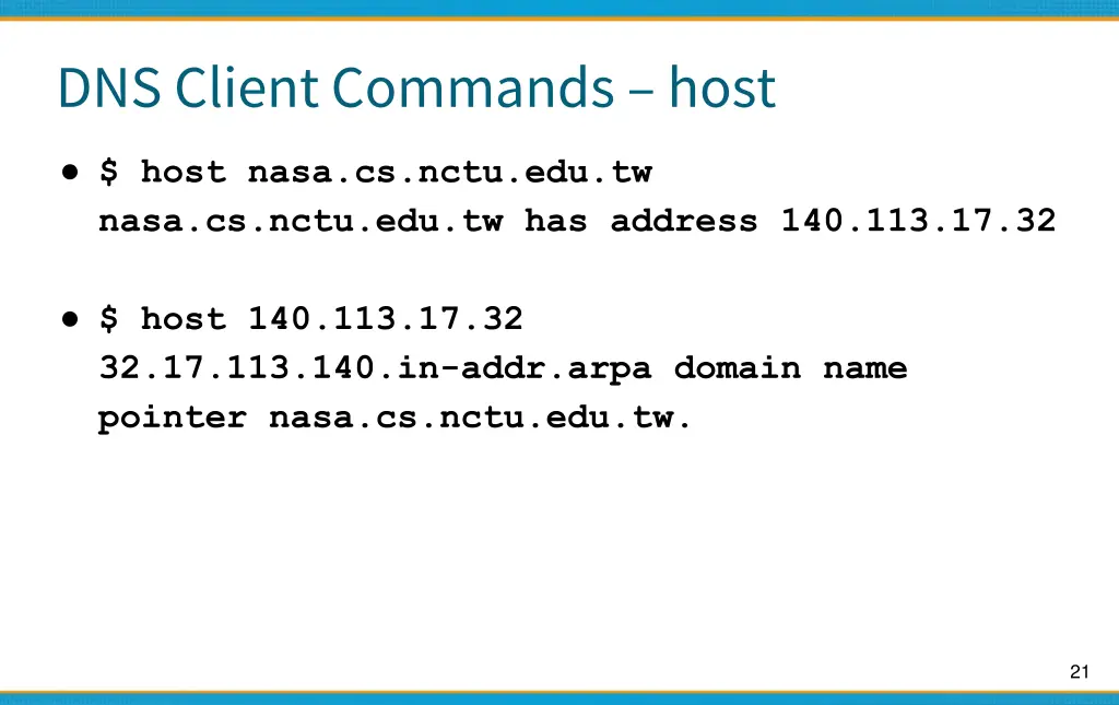 dns client commands host