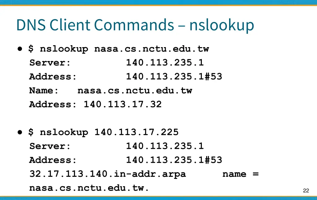 dns client commands nslookup