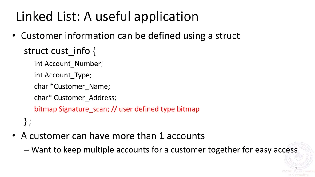 linked list a useful application customer