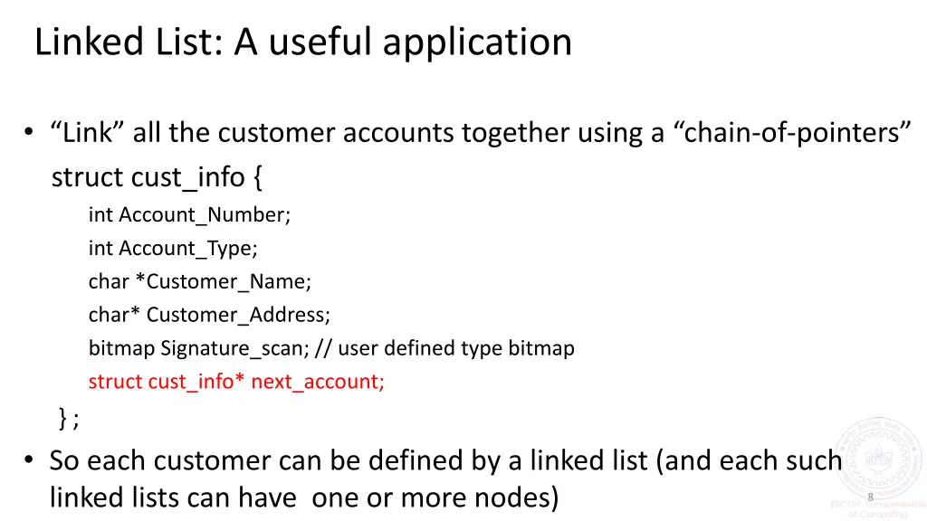 linked list a useful application